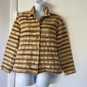 Vintage Medium Puffin Island Sportwear Textured Tweed Striped Jacket